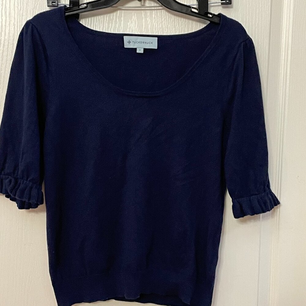 Tuckernuck Navy Short Sleeved Sweater Size Small